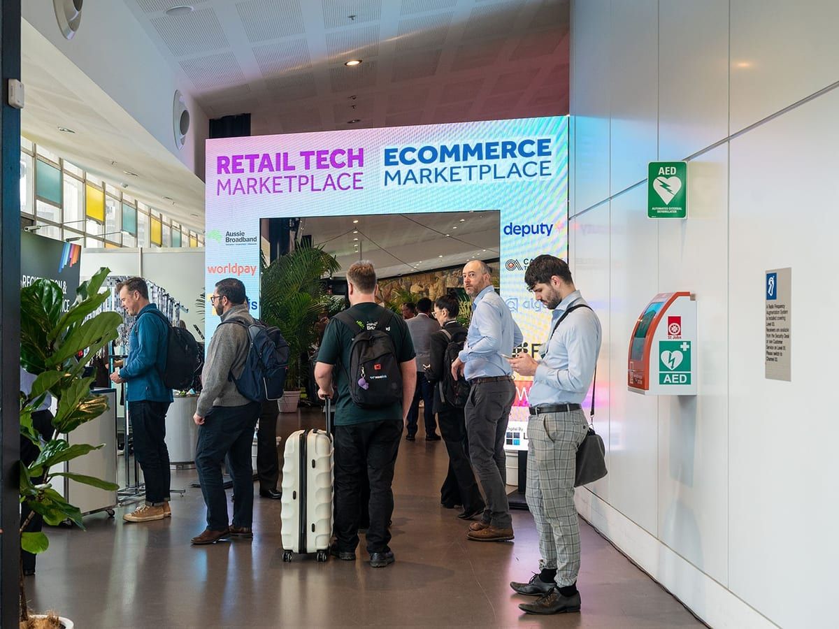Retailers in conversation with technology providers on the event floor