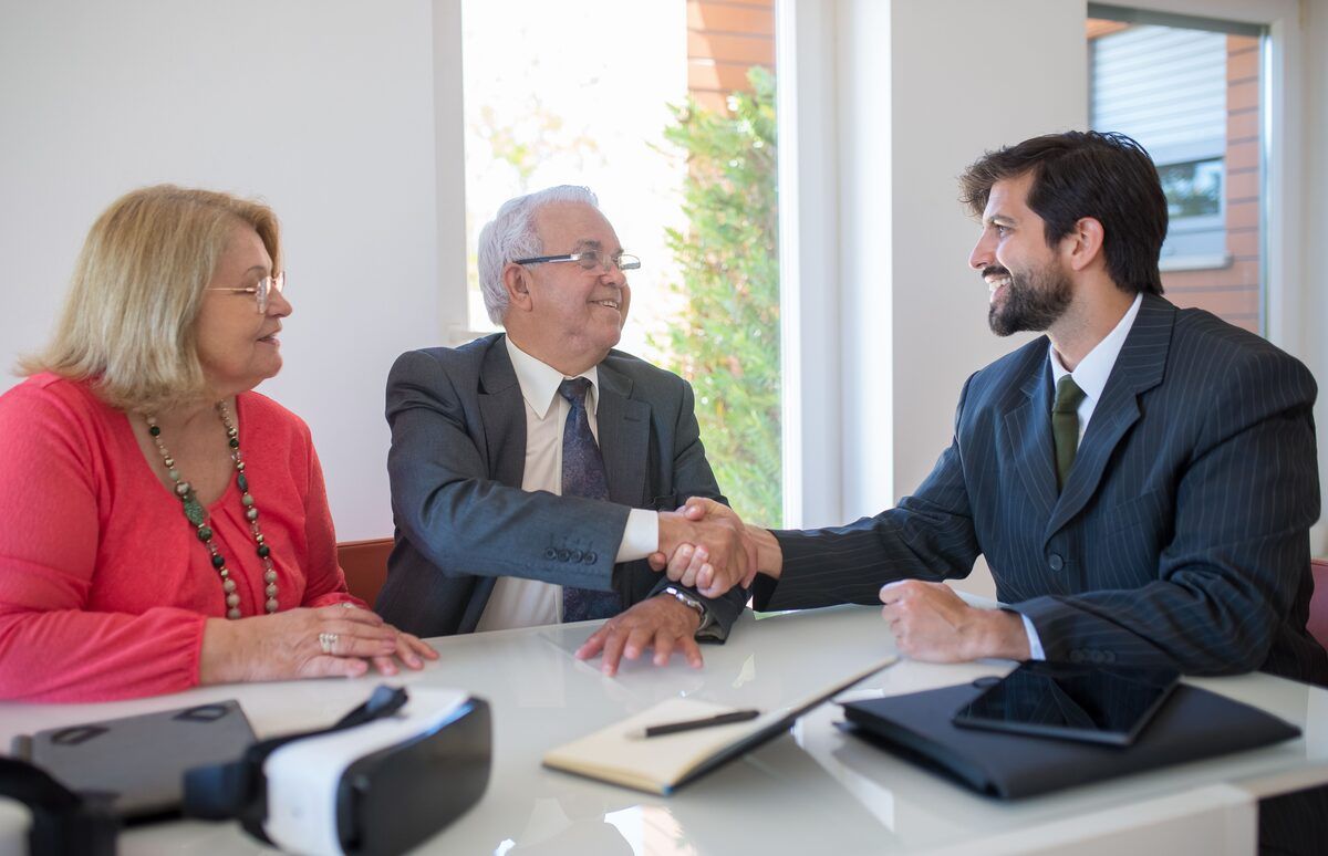 A working conversation over a laptop