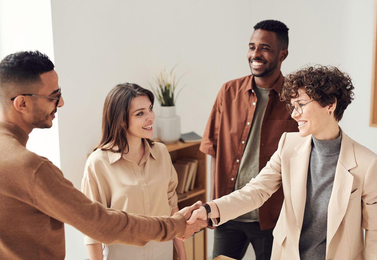 Retailers in conversation at an event